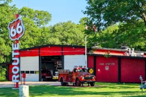 Tulsa Fire Station with historic Pirsch 750 Pumper Tulsa Fire Station with historic Pirsch 750 Pumper