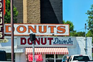 Donut Drive-In with its original 50's era signage.