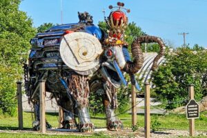 Metal elephant sculpture