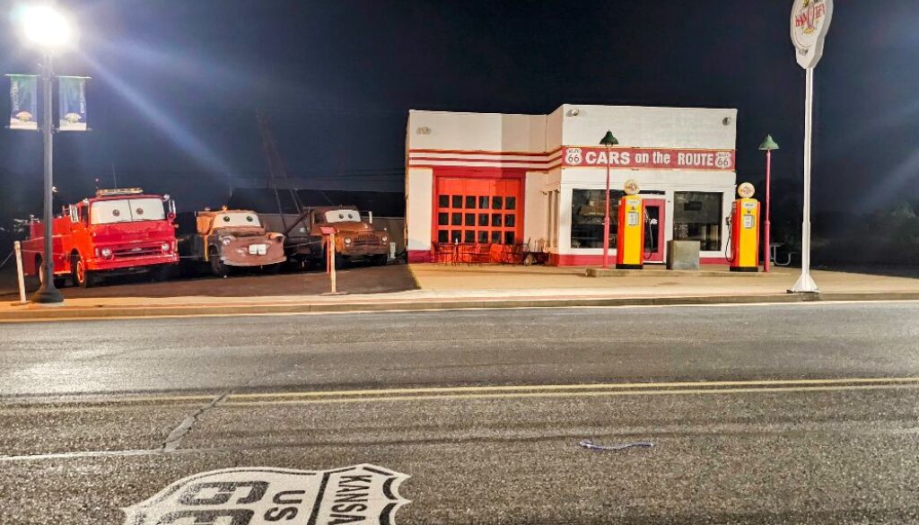 Refurbished Kanex station with the rusty tow truck inspiring "Tow Mater"