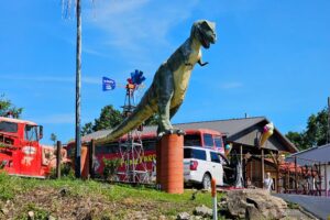 Being greeted by a T-Rex