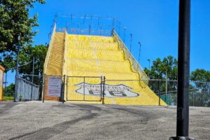 Giant Route 66 slide in the fairgrounds Giant Route 66 slide in the fairgrounds
