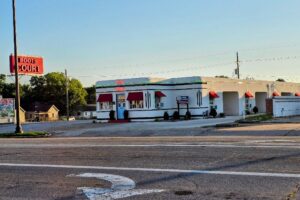The restored Boots Court Motel with the neon starting to show The restored Boots Court Motel with the neon starting to show