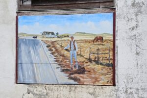 A hitchhiking musician mural A hitchhiking musician mural