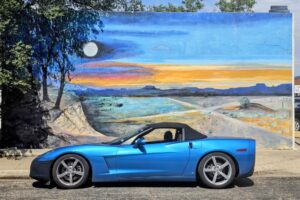 Smurf-vette posing at a beautiful mural Smurf-vette posing at a beautiful mural