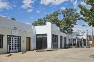Old strip mall with unique architecture Old strip mall with unique architecture