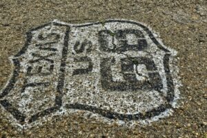 Original Texas 66 shield on road