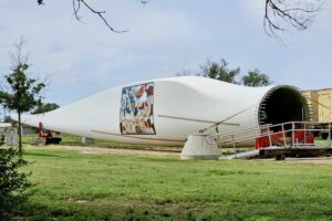 Full-size actual wind turbine blade w/America's Main Street mural Full-size actual wind turbine blade w/America's Main Street mural